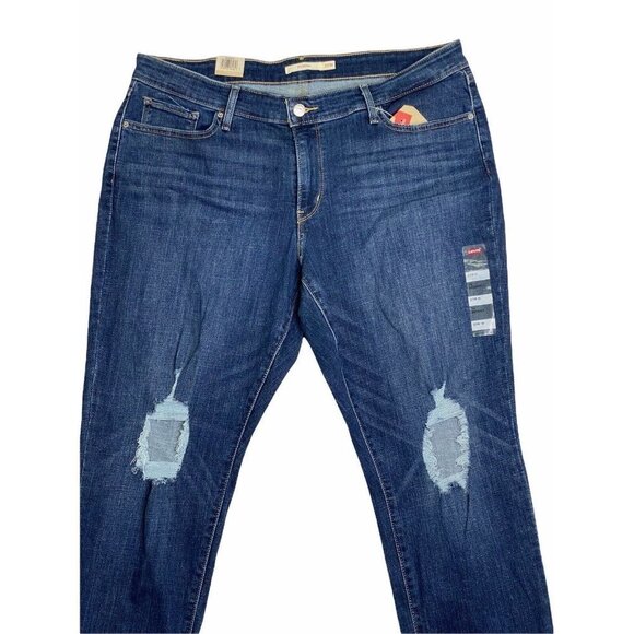 Levi's Women's Plus 711 Blue Denim Distressed Skinny Jeans Size 20W - Picture 3 of 11